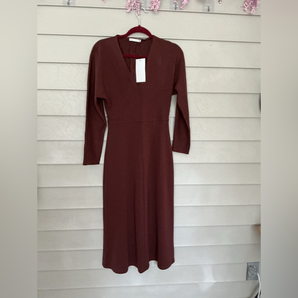 Zara Long dolman Sleeve Brown Dress Size S